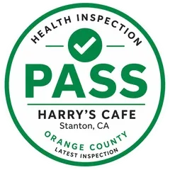 Health inspection pass, Harry's Cafe restaurant, Katella Ave, Stanton, CA